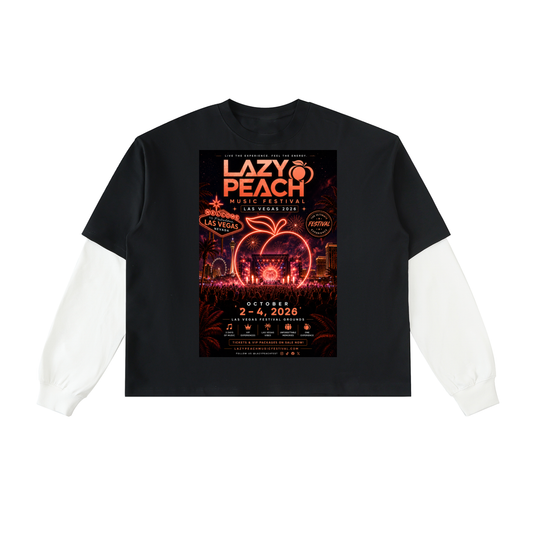 Layered Contrast Sleeve Cotton T-Shirt