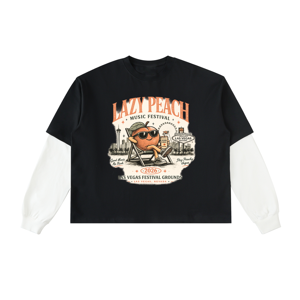 Layered Contrast Sleeve Cotton T-Shirt