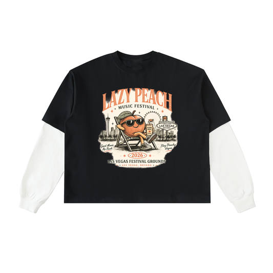 Layered Contrast Sleeve Cotton T-Shirt